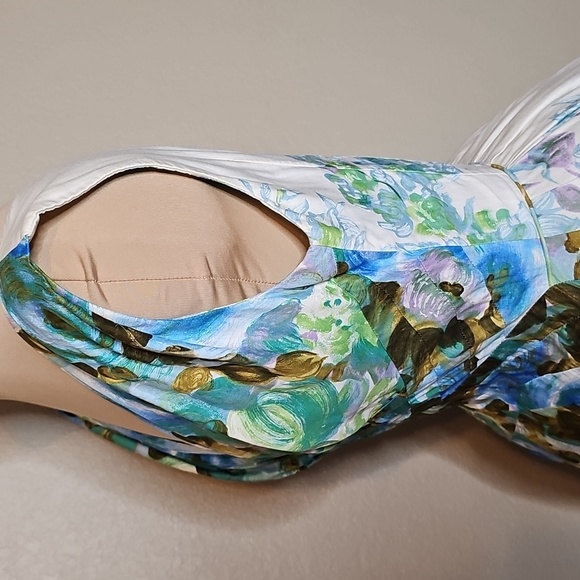 True Vintage Alix Of Miami 1950s Fit And Flare Floral Dress Blue, Green Cupcake - Picture 10 of 17